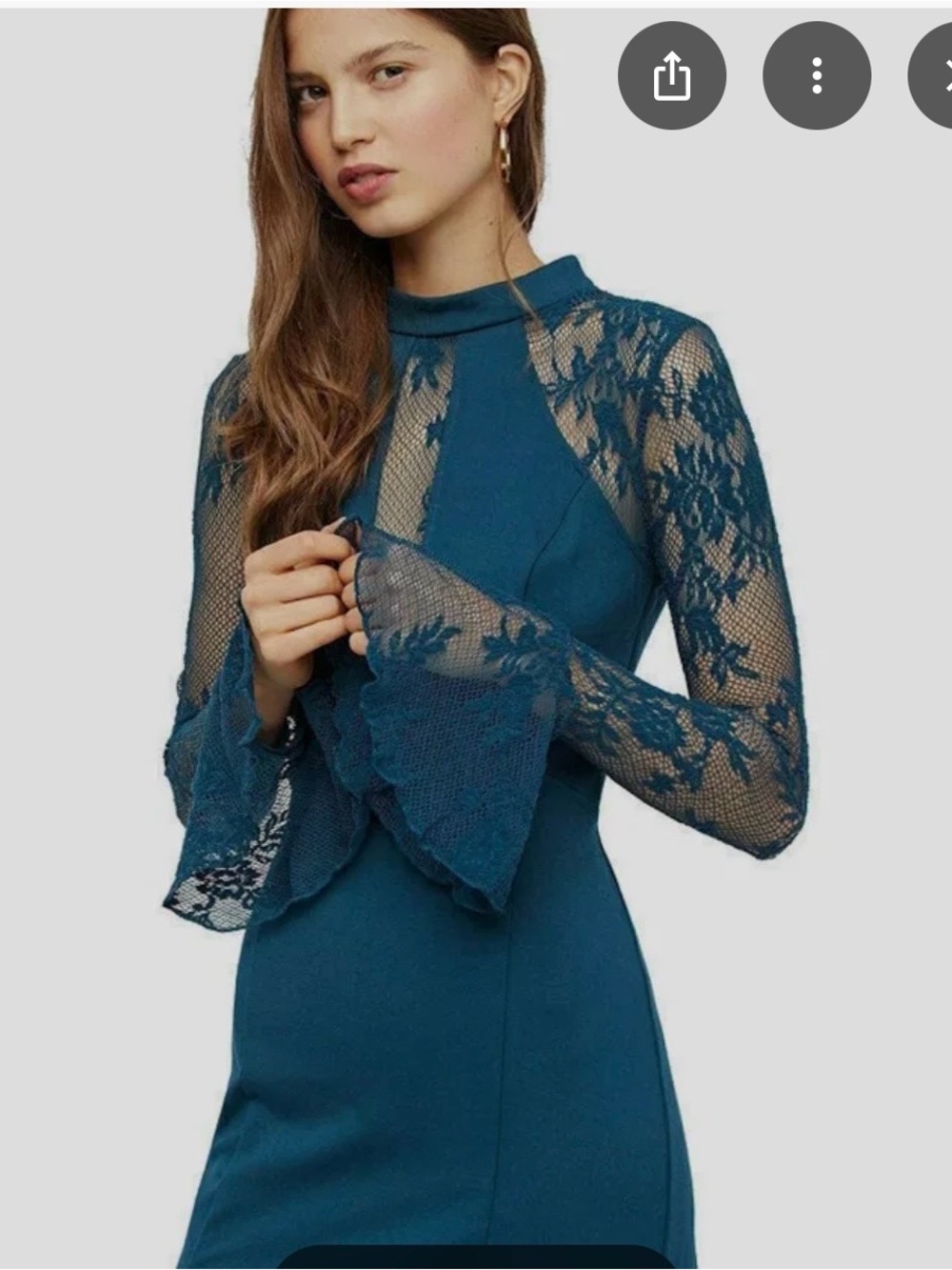 Free People It’s now or Never dress-Teal Lace Long-Sleeve Fit & Flare Dress